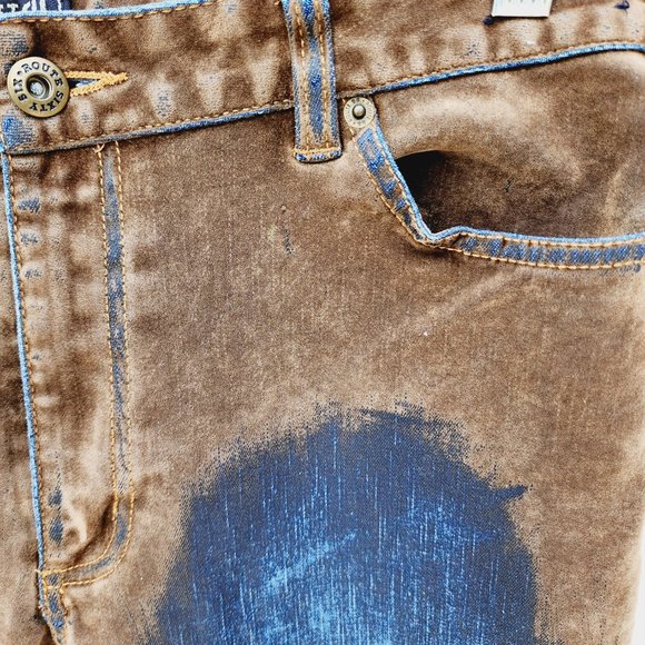 Route 66 Women Stretch Fit Jeans Size 12 Brown Velvet Faded /Distressed Design - Picture 5 of 10